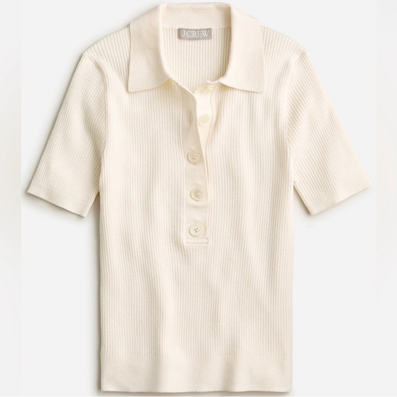 J. Crew Ivory Ribbed Polo - Picture 1 of 8
